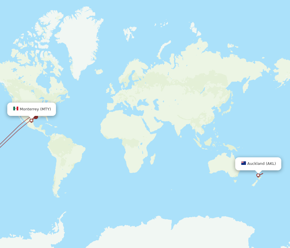 AKL-MTY flight routes