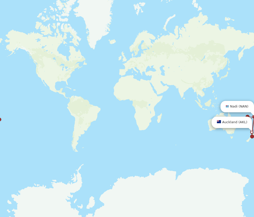 AKL to NAN flights and routes map