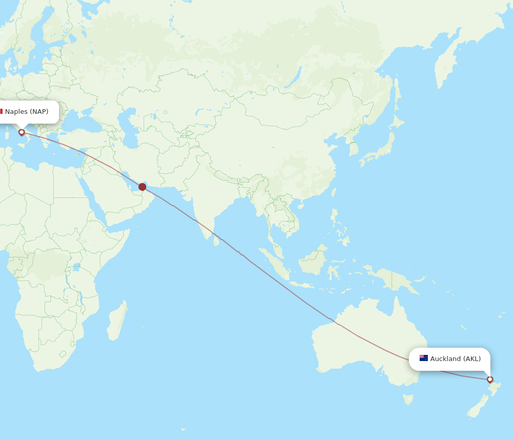 AKL-NAP flight routes