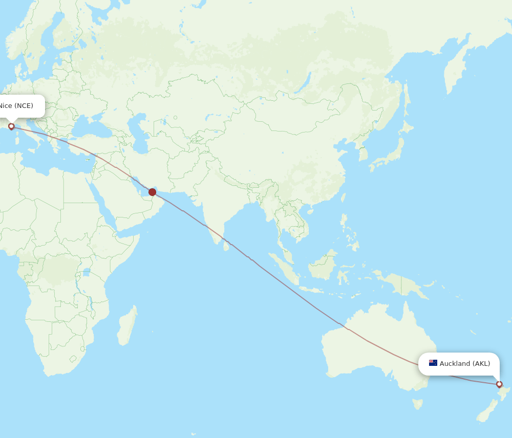 AKL-NCE flight routes