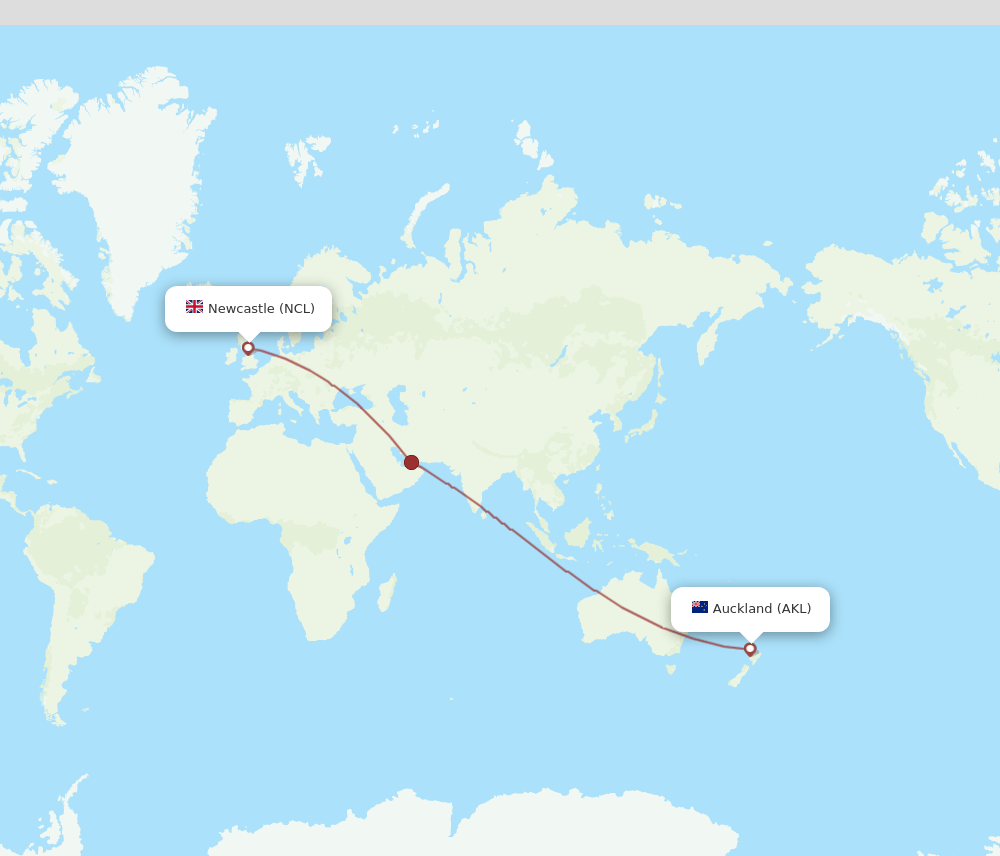 AKL to NCL flights and routes map