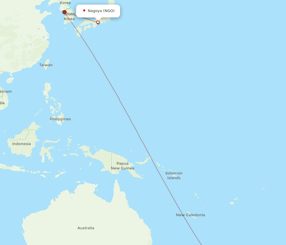 AKL-NGO flight routes