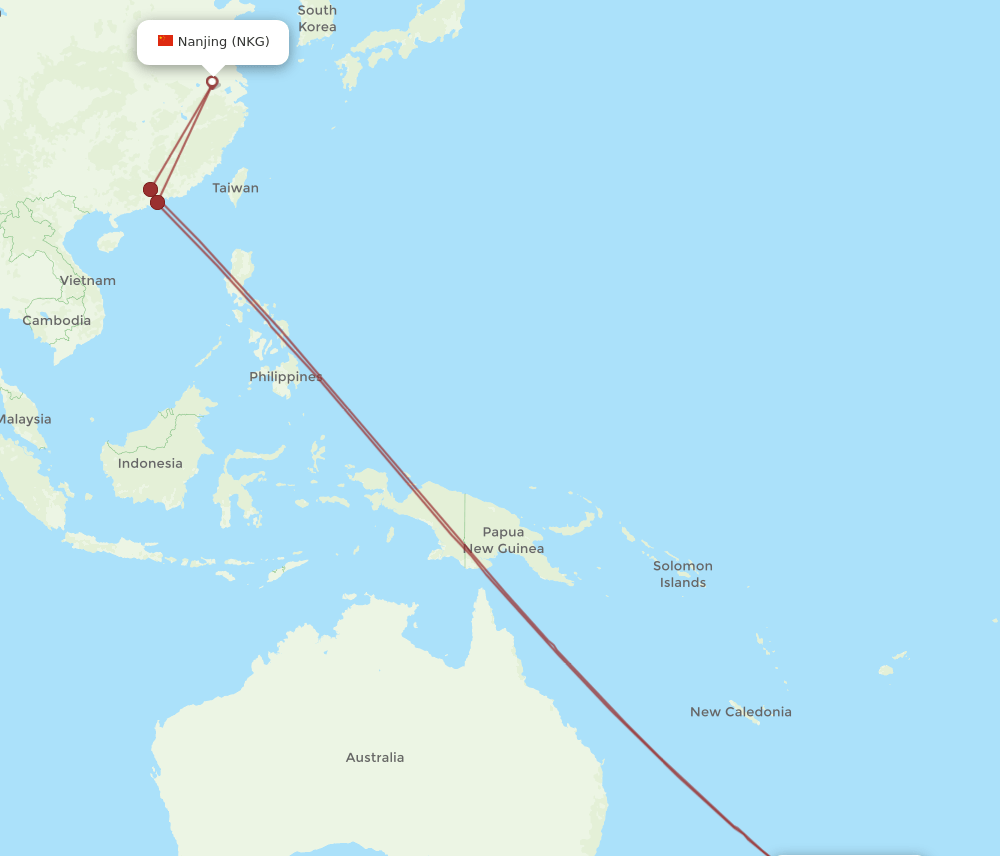 AKL-NKG flight routes