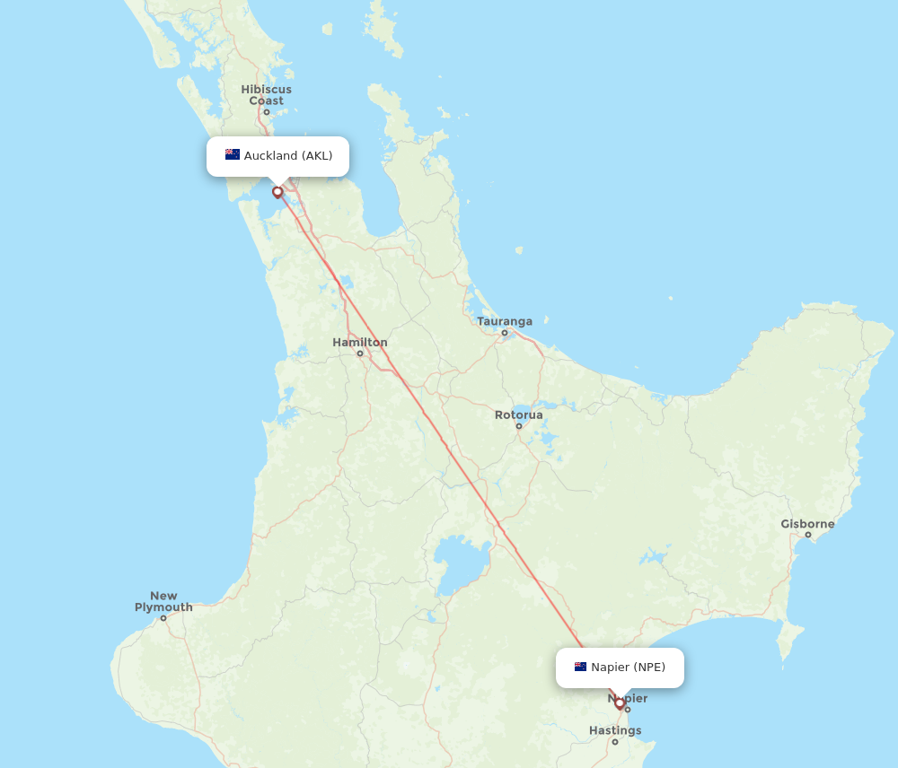 AKL to NPE flights and routes map