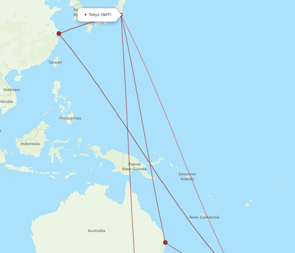 AKL-NRT flight routes