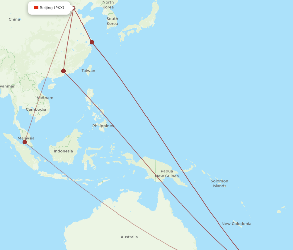 AKL to PKX flights and routes map