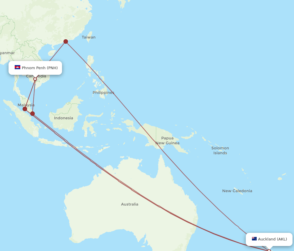 AKL-PNH flight routes
