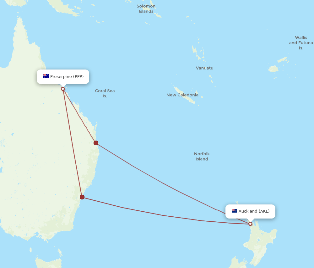 AKL-PPP flight routes