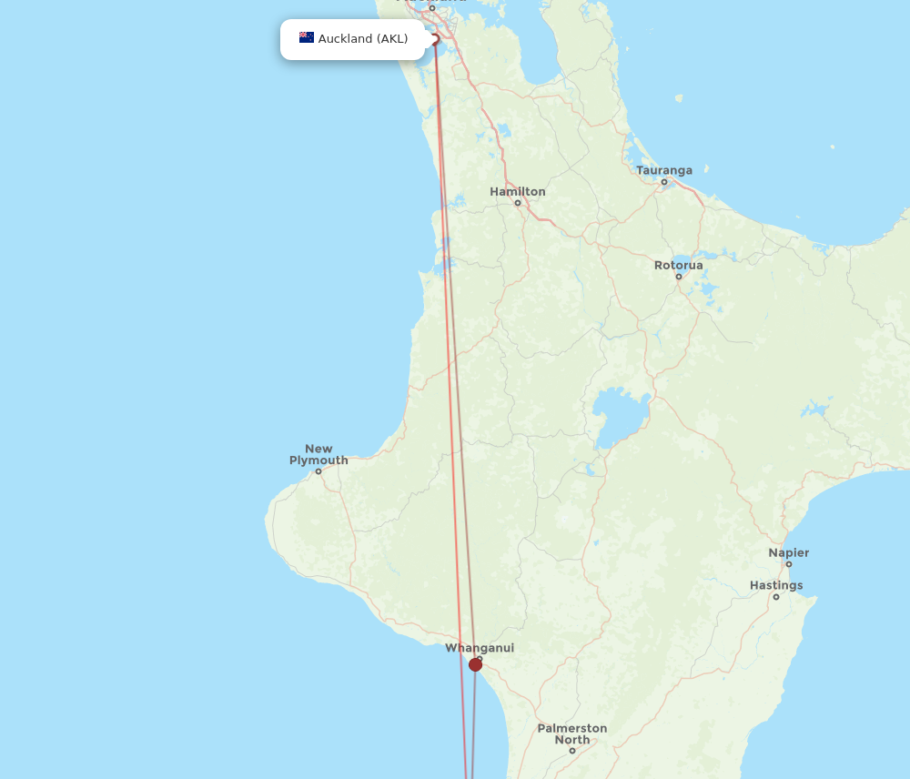 AKL to PPQ flights and routes map