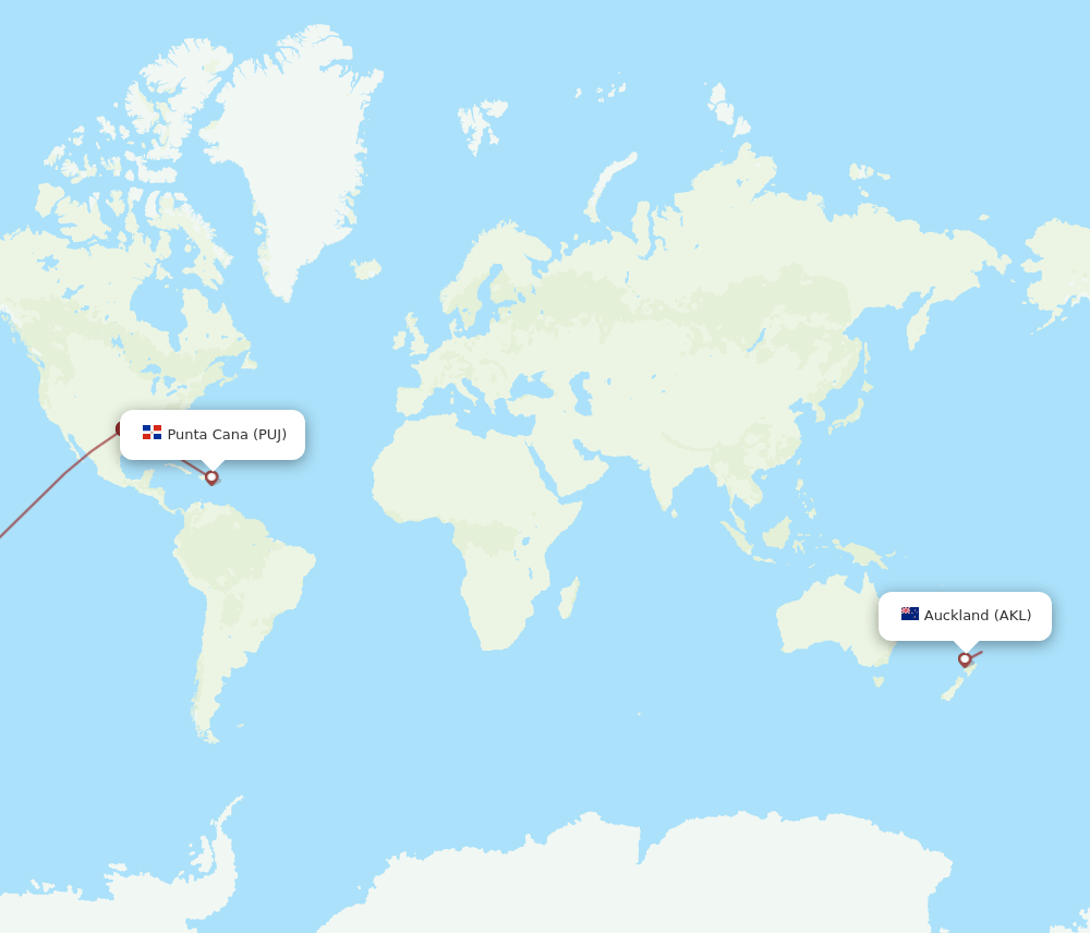 AKL-PUJ flight routes