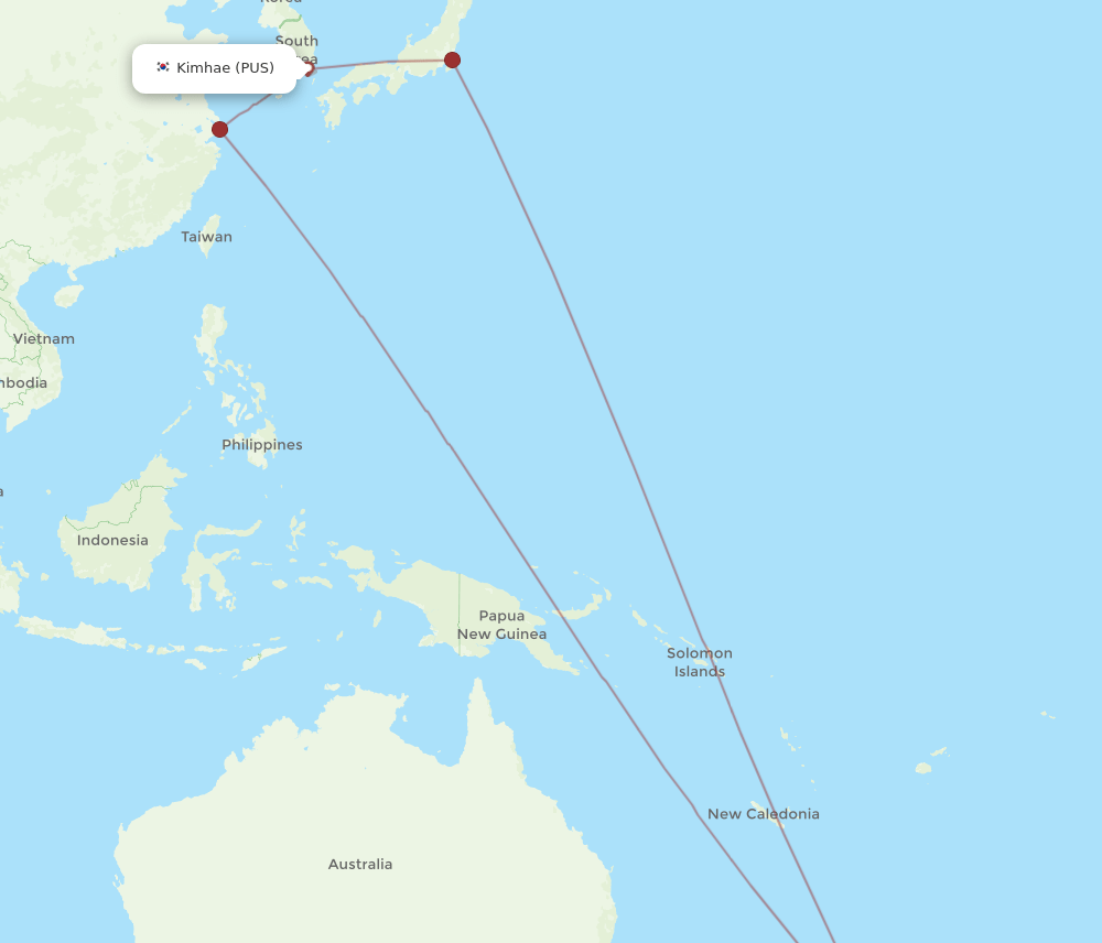AKL-PUS flight routes