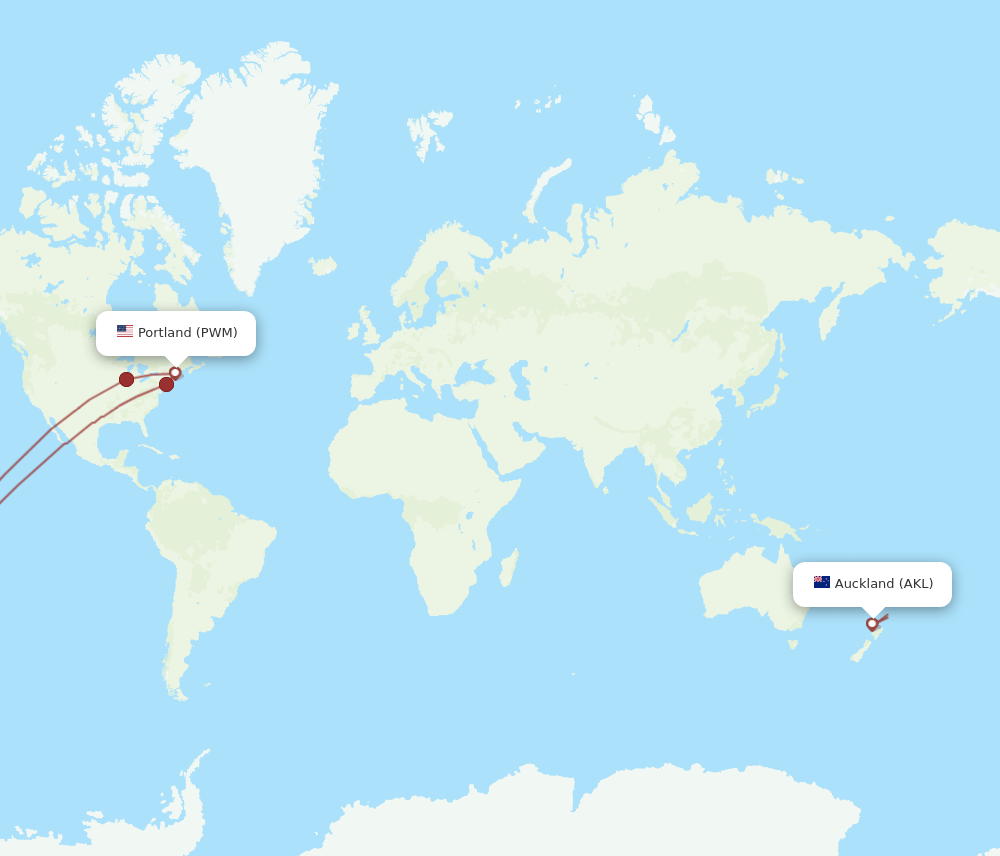 AKL-PWM flight routes
