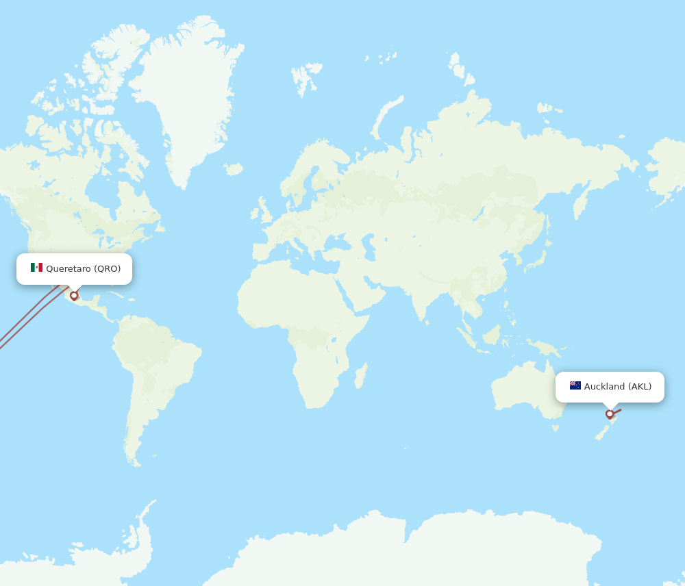 AKL-QRO flight routes