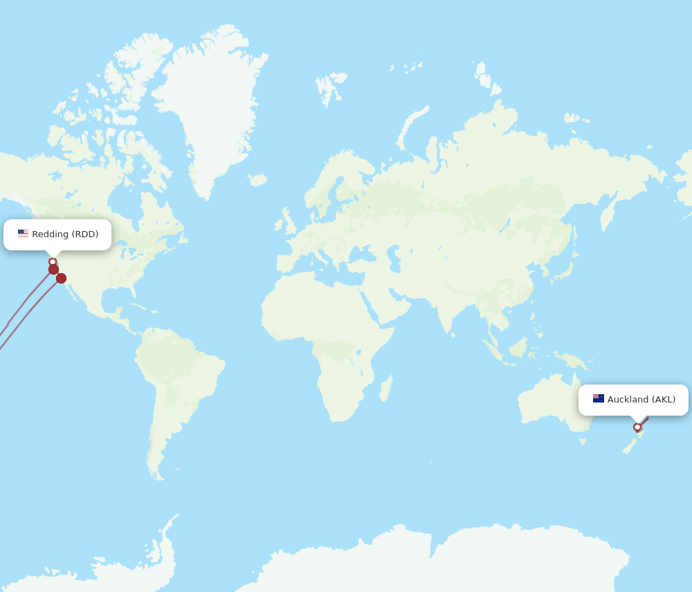 AKL to RDD flights and routes map