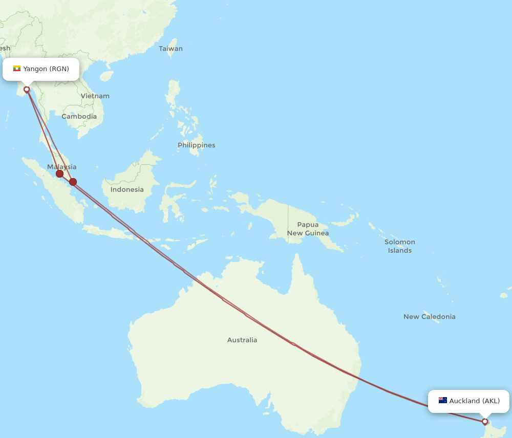 AKL-RGN flight routes