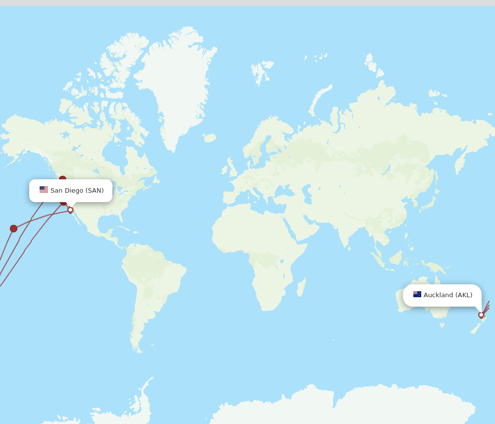 AKL-SAN flight routes