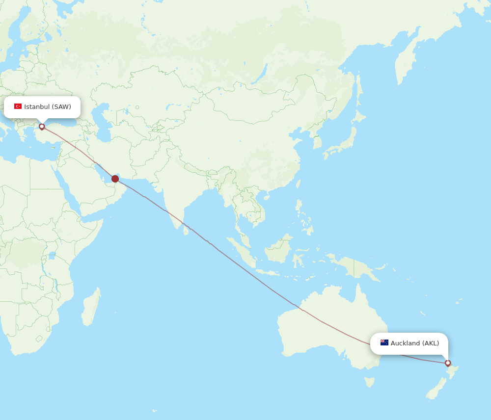 AKL-SAW flight routes