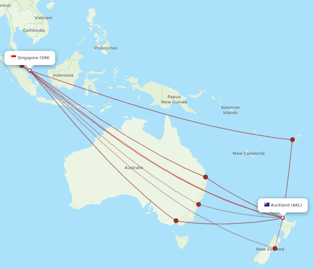 AKL-SIN flight routes