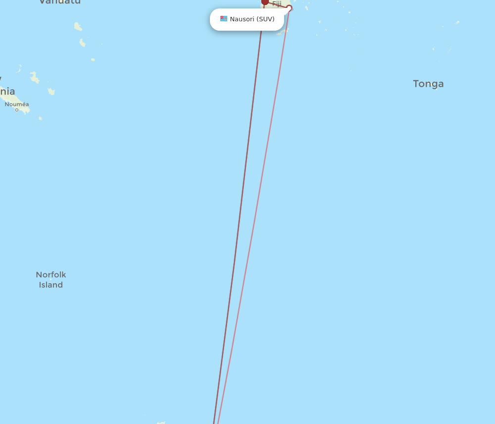 AKL-SUV flight routes