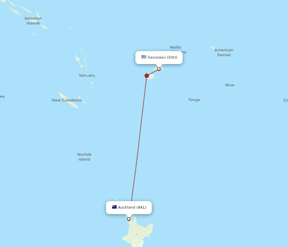 AKL-SVU flight routes