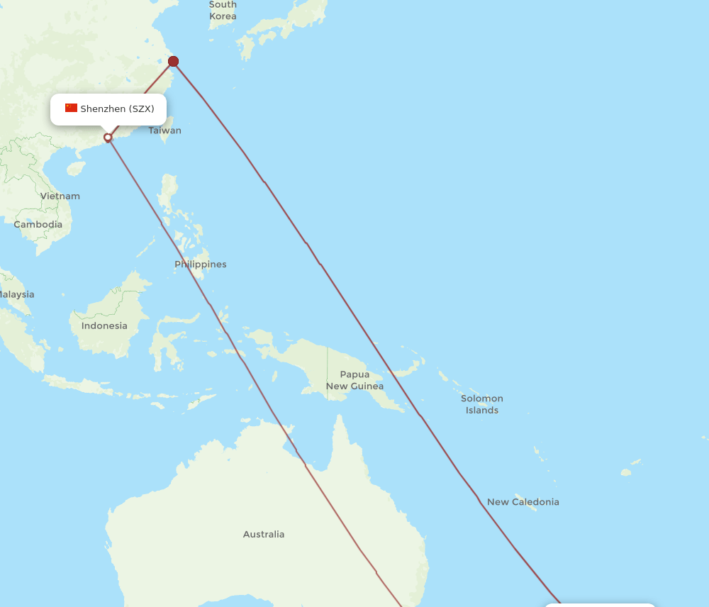 AKL-SZX flight routes