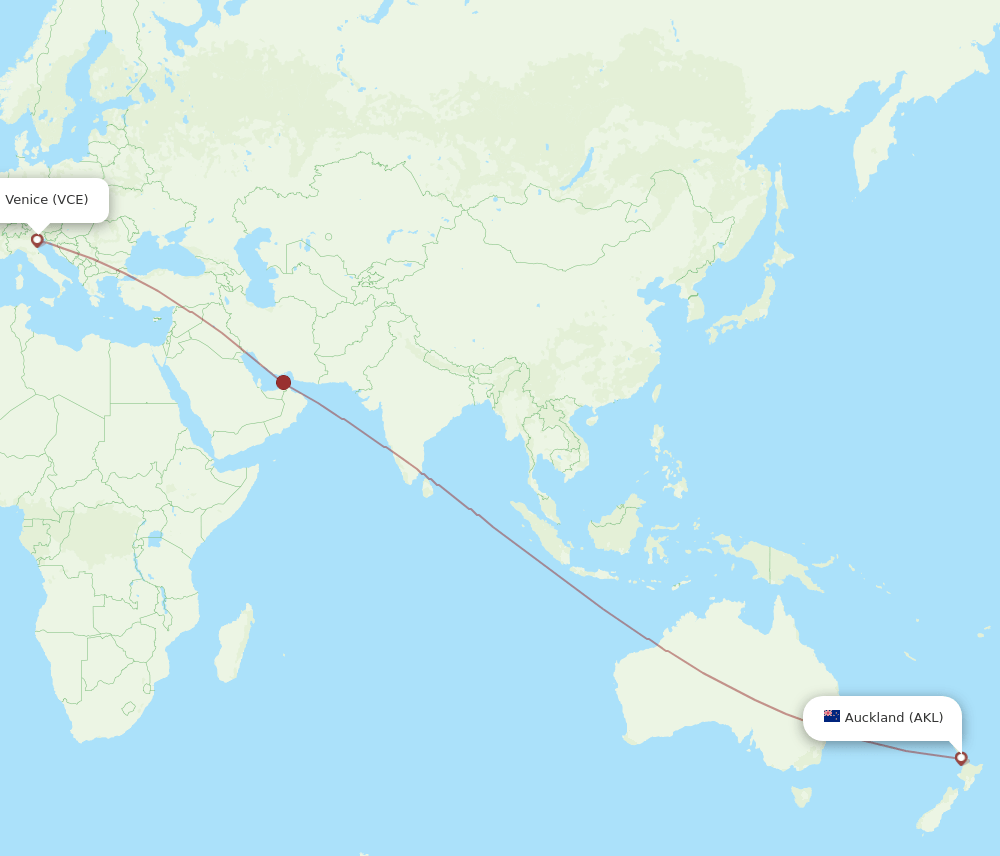 AKL to VCE flights and routes map
