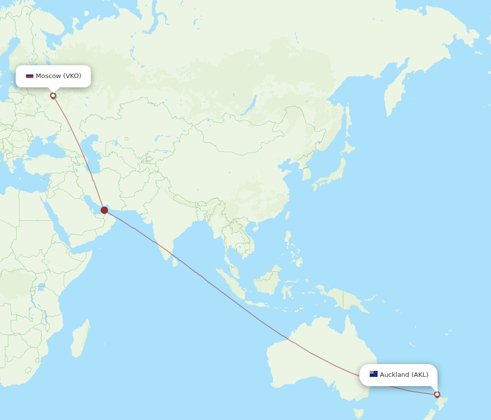 AKL to VKO flights and routes map