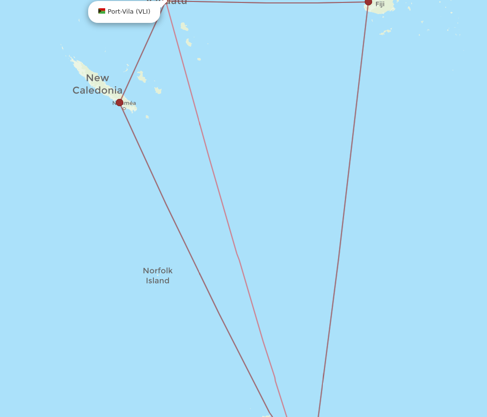 AKL to VLI flights and routes map