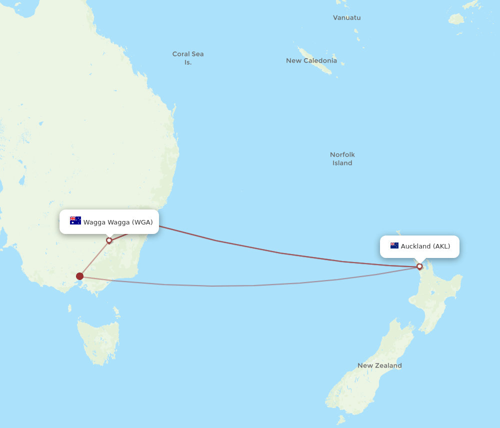 AKL-WGA flight routes