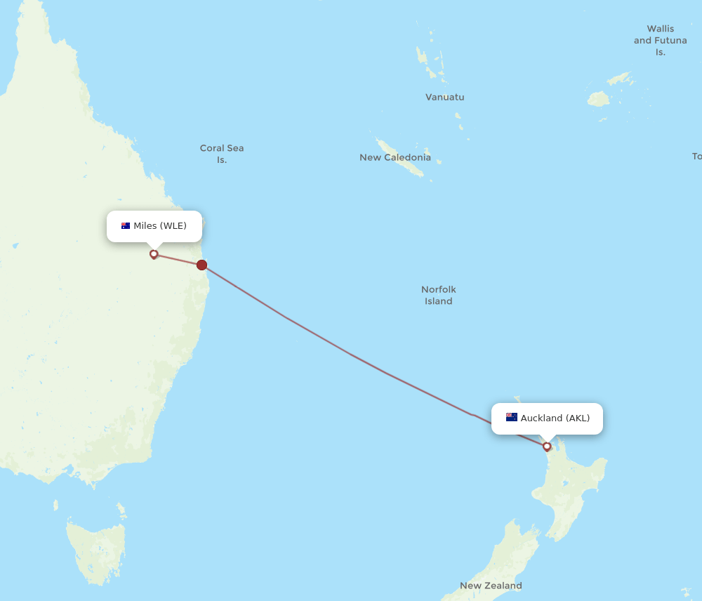 AKL-WLE flight routes