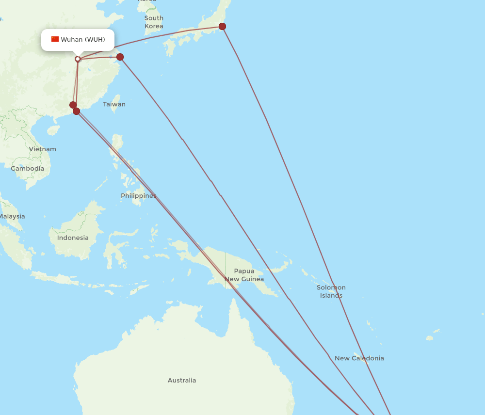 AKL-WUH flight routes