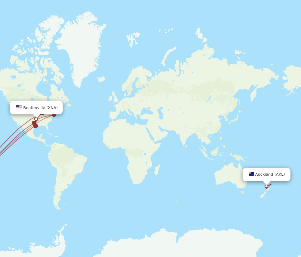 AKL-XNA flight routes