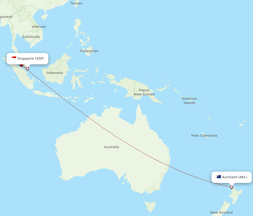 AKL to XSP flights and routes map