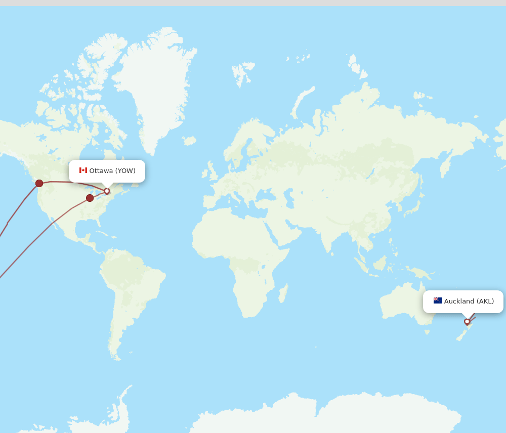 AKL to YOW flights and routes map