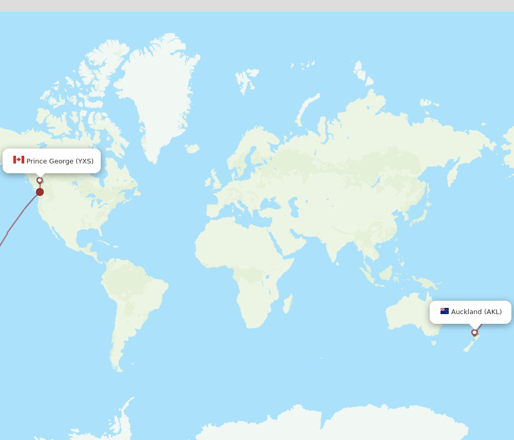 AKL to YXS flights and routes map