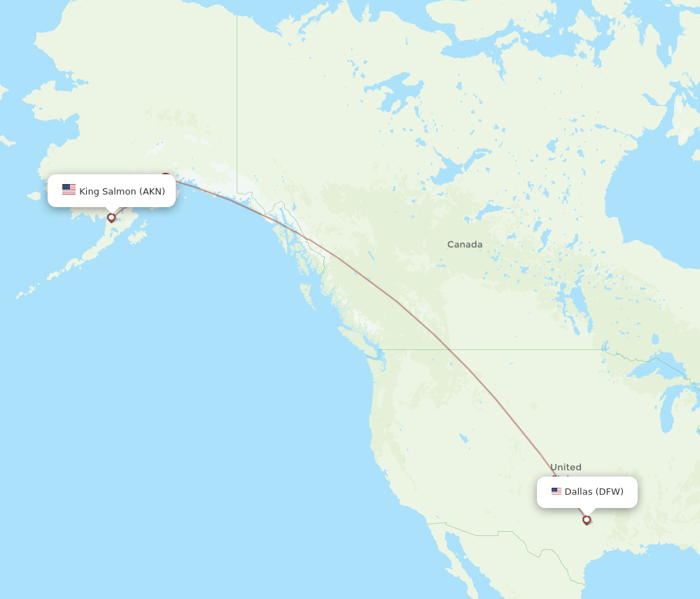 AKN-DFW flight routes