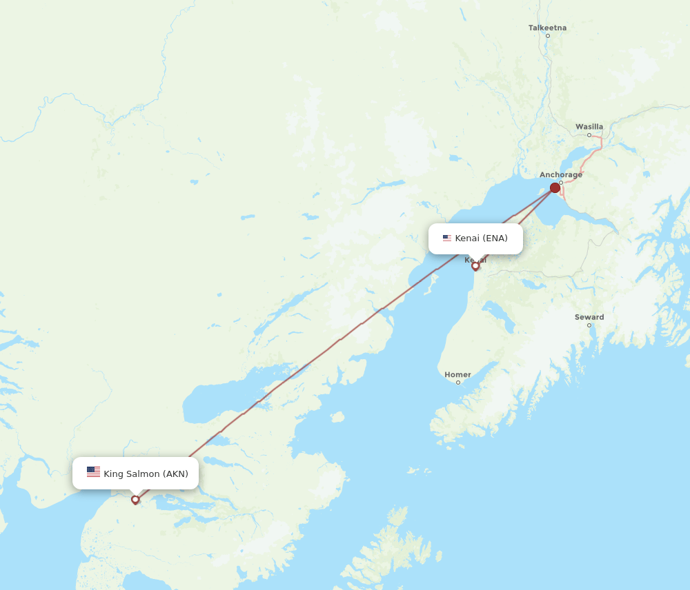 AKN to ENA flights and routes map