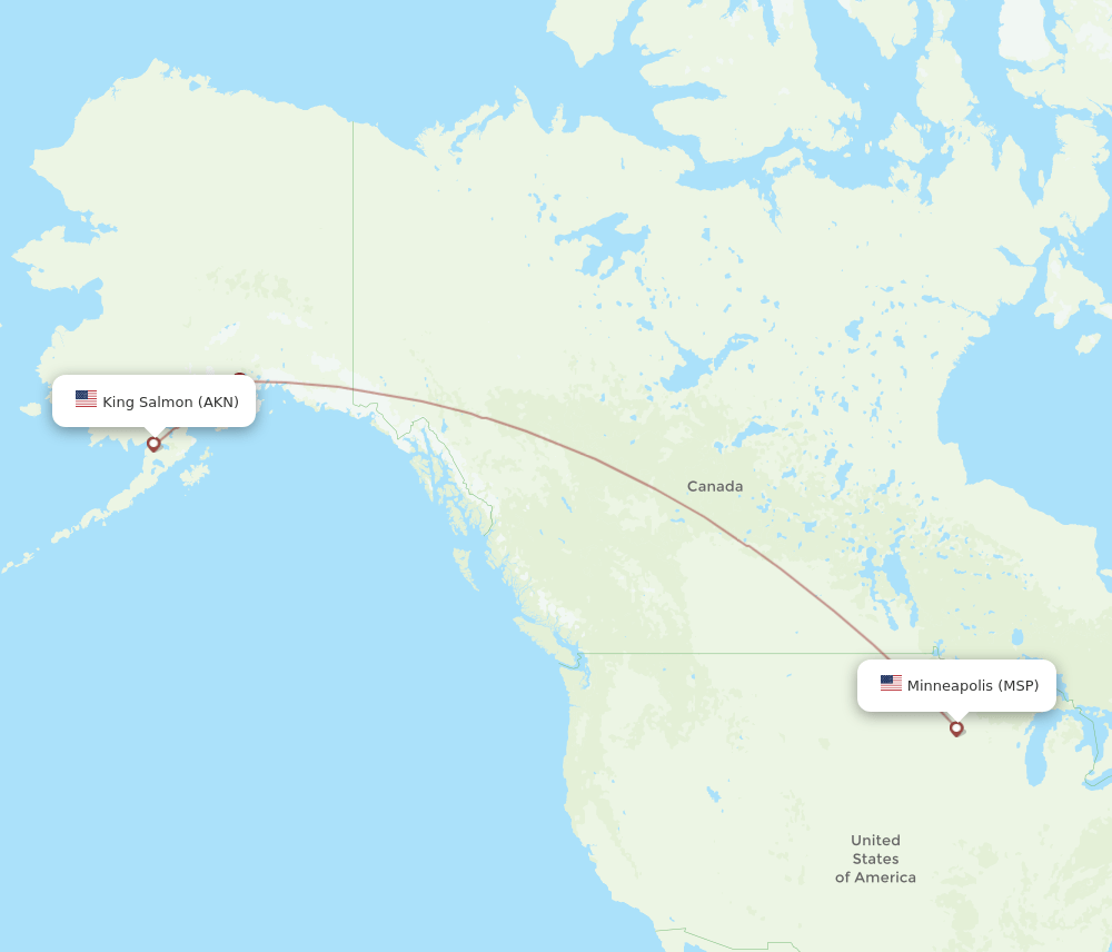 Minneapolis - King Salmon route map and flight paths