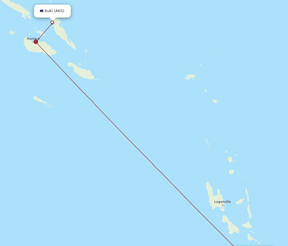 AKS to VLI flights and routes map