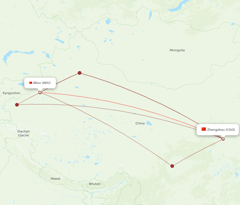 AKU-CGO flight routes