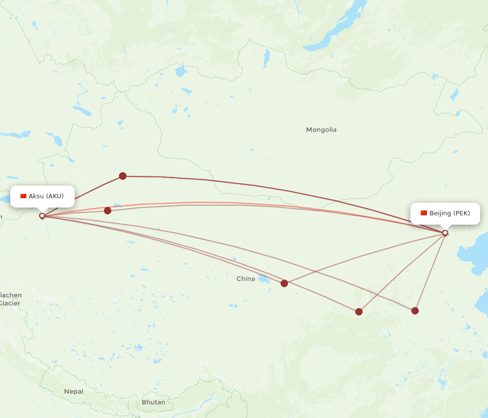 AKU-PEK flight routes