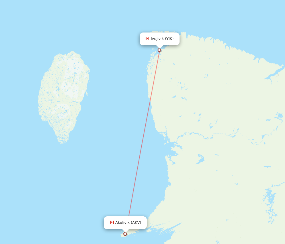 Akulivik - Ivujivik route map and flight paths
