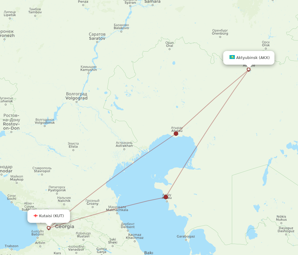 AKX-KUT flight routes