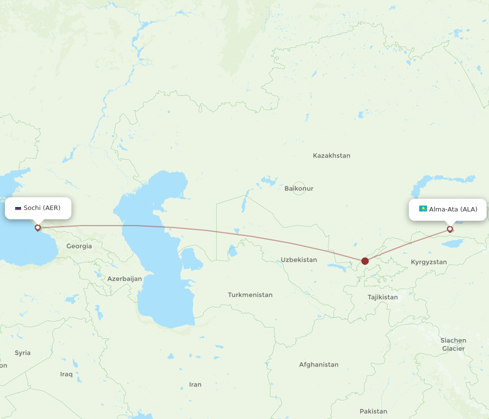 ALA to AER flights and routes map