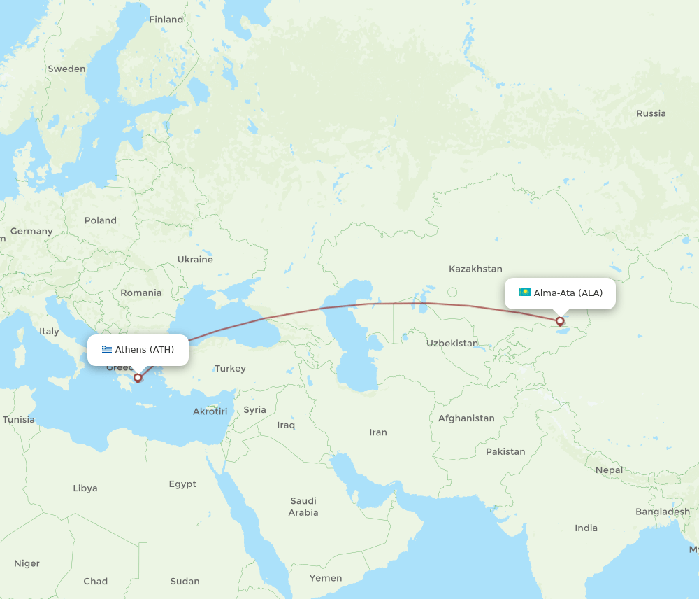 ALA-ATH flight routes