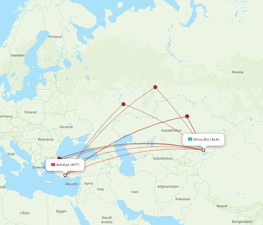 ALA-AYT flight routes