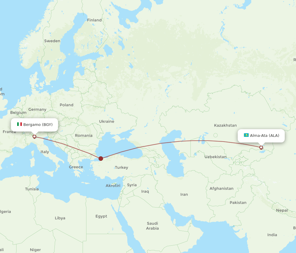 ALA-BGY flight routes