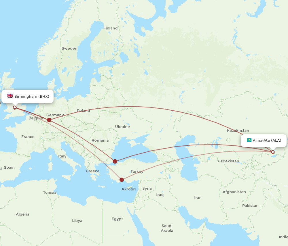 ALA-BHX flight routes