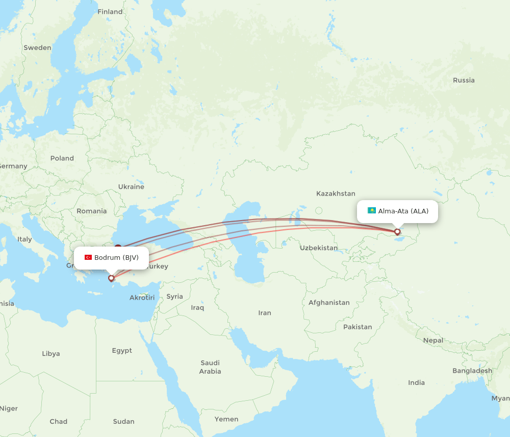 ALA-BJV flight routes