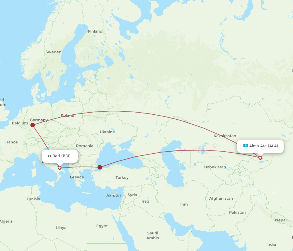ALA-BRI flight routes